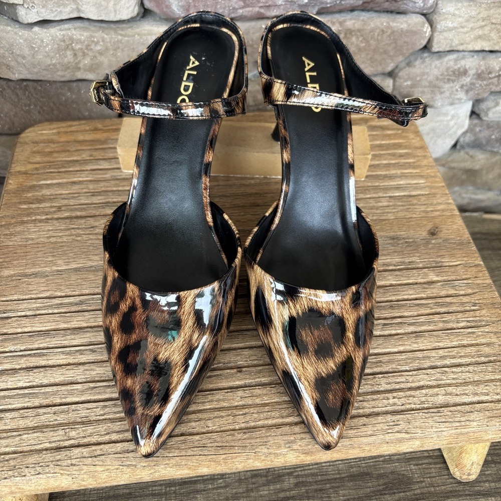 Aldo 3" Kitten heels Anastasia Coated animal print Cheetah Kitten Heels EUC
